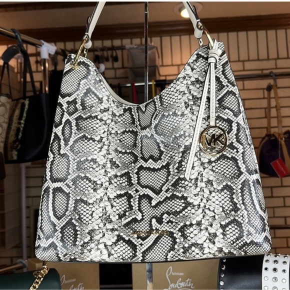 MICHAEL KORS Joan Large Shoulder Hobo Python Print Leather Bag, NWOT - Picture 5 of 15